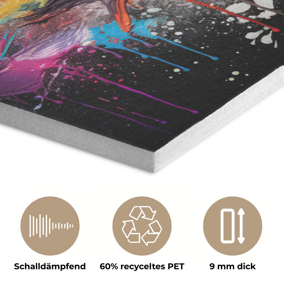 AKUSTIKPANEEL Fußball - Farbe - Farben - Schwarz - Weiß 70x100 cm - Weiß, Textil (70/0.9/100cm) - MuchoWow