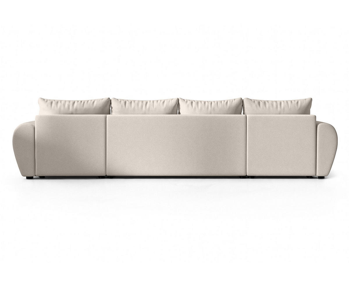 WOHNLANDSCHAFT Malatya U Form Beige 311/145/80 cm mit Schlaffunktion - Beige/Schwarz, Kunststoff/Textil (311/80/145cm) - AX Living