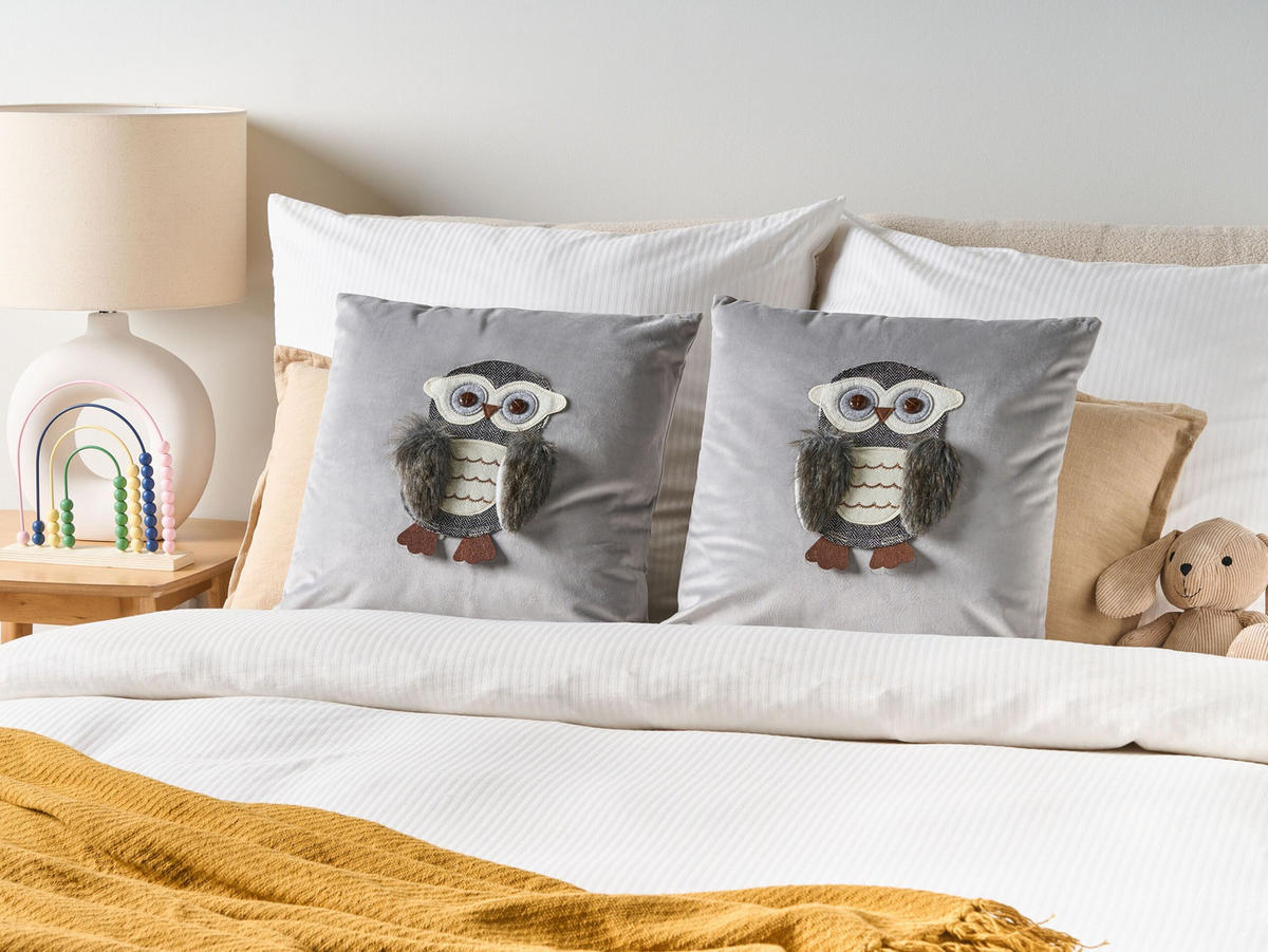 DEKOKISSEN 2er-Set Grau 45/45 cm Ophrys - Grau, Textil (45/45cm) - Beliani