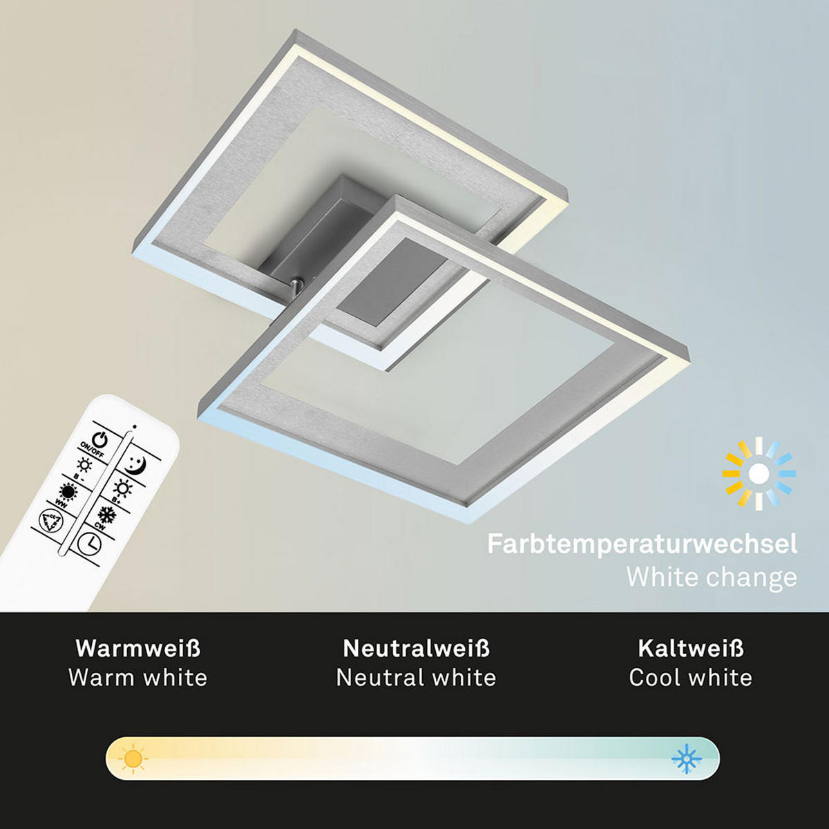 LED DECKENLEUCHTE Metall Silber - Silberfarben, Metall (56.8/48/9.5cm) - Briloner