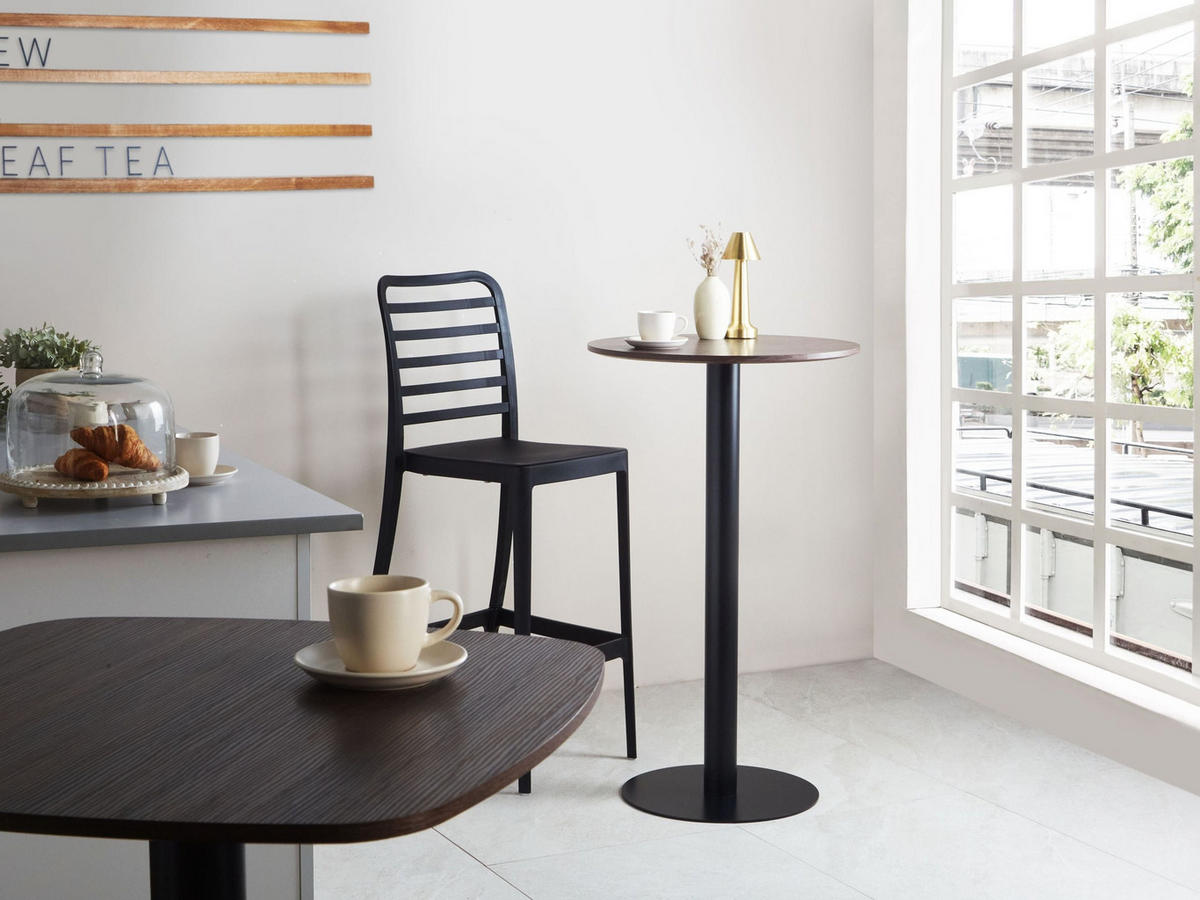 STEHTISCH Schwarz/Dunkelbraun 60/60 cm Morella - Dunkelbraun, Holzwerkstoff (60/60/102cm) - Beliani