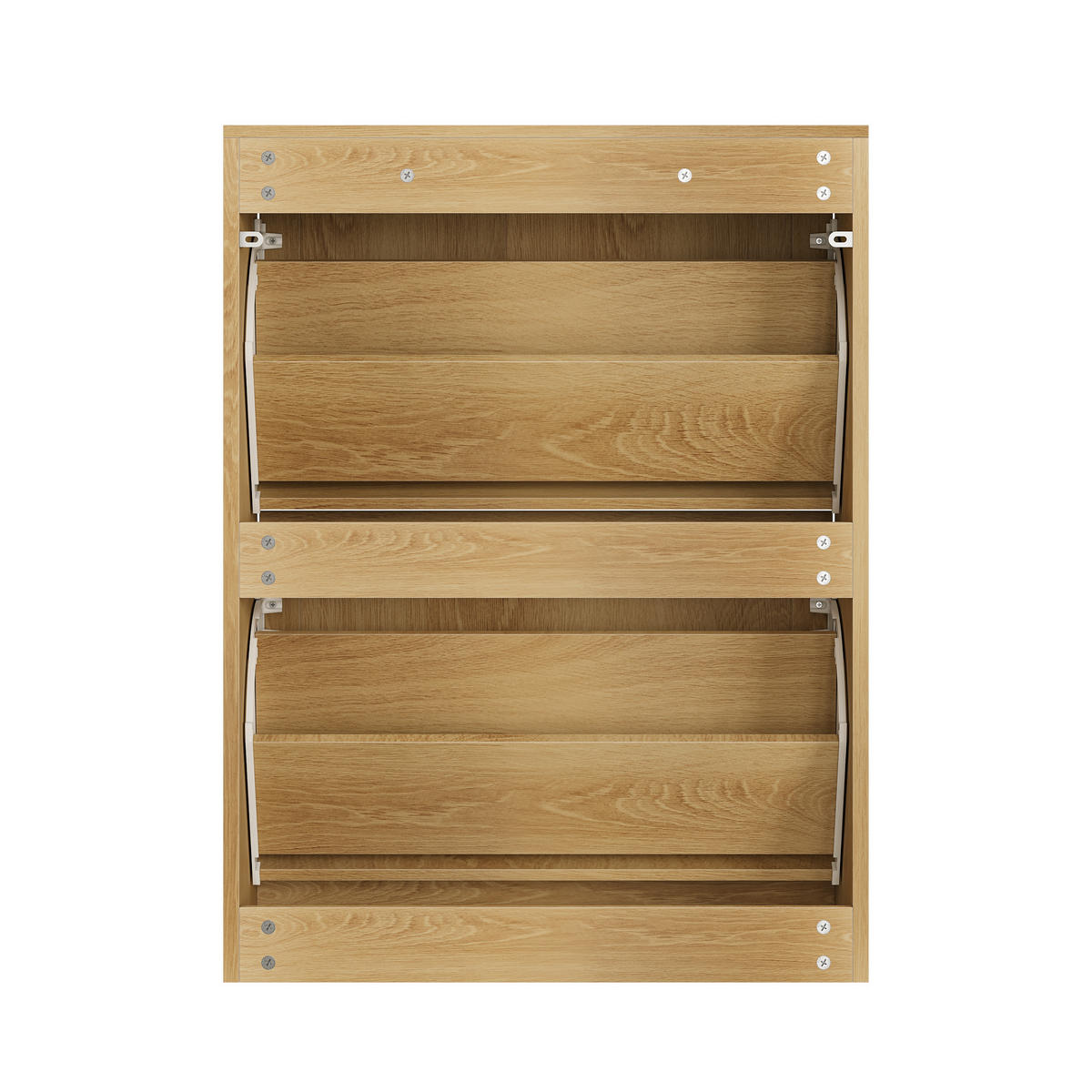 BOTNÍK v barvě dubu se 2 výklopnými přihrádkami, styl Mid-Century - barva dubu, kompozitní dřevo (60/80/24cm) - Urban Meuble