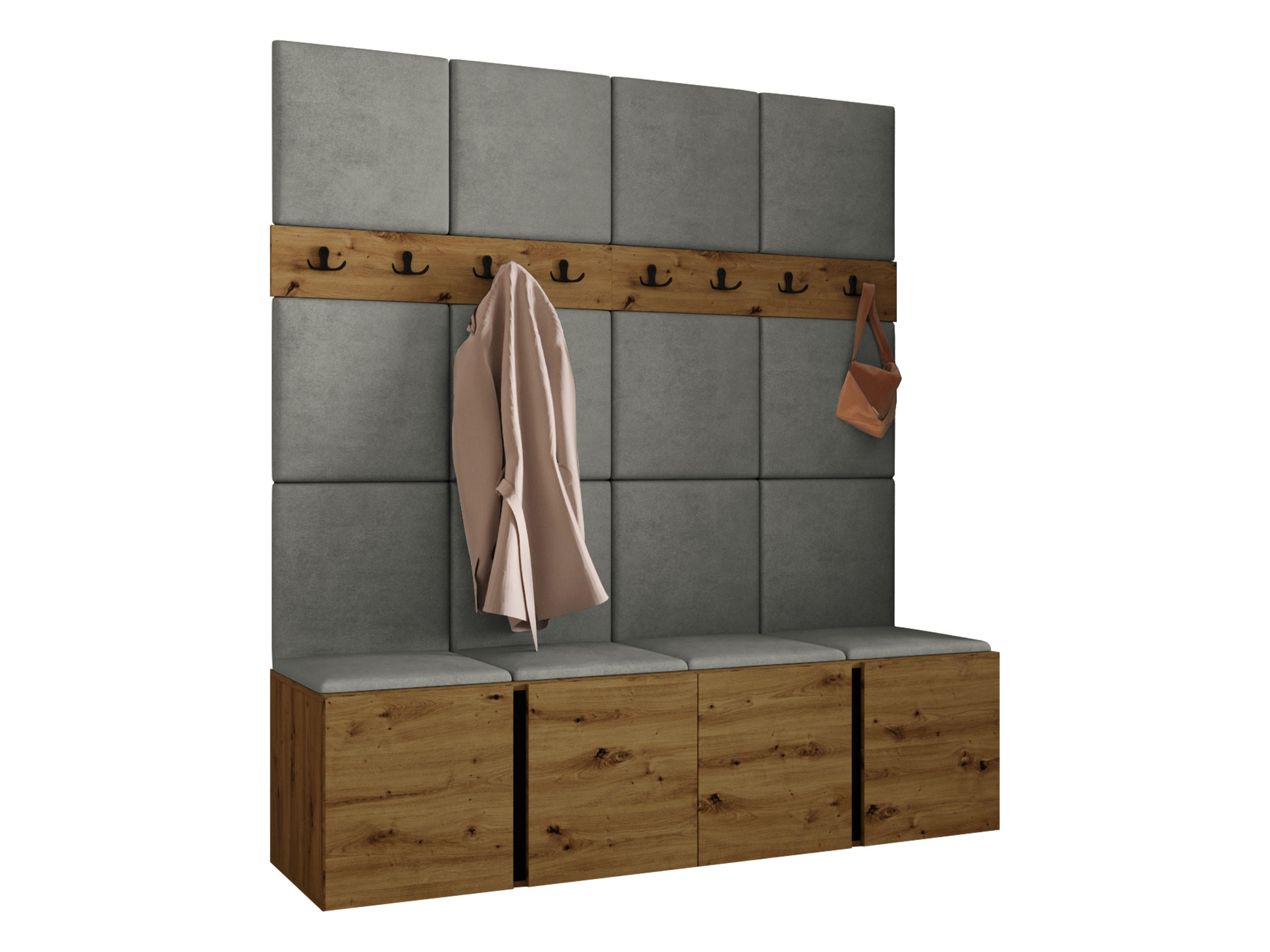Mirjan24 Garderoben-Set Eiche Artisan, Grau 168x186x46 cm
