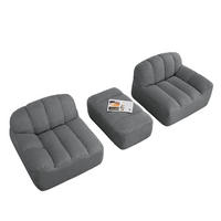 SOFA 210/165/79 cm in Grau mit Ottoman und weichem Fleecebezug - Grau, Textil (165/79/210cm) - Flora Grace