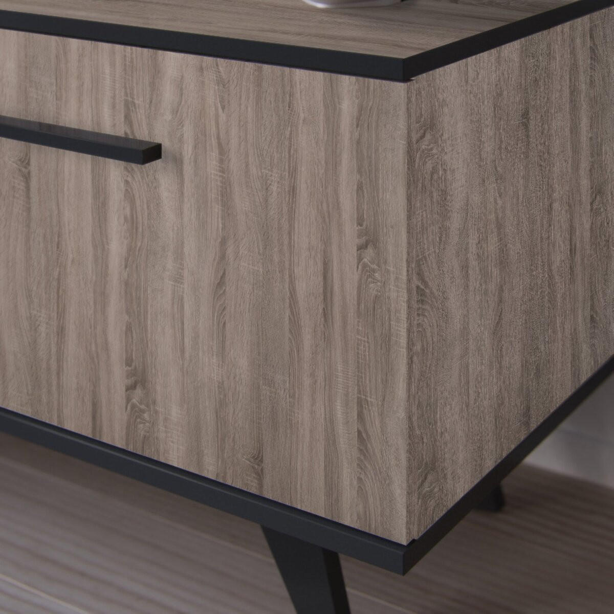 TV-MÖBEL mit 2 Türen und 2 Nischen L151,4 cm - Wayne - Schwarz/Eiche Artisan, Holzwerkstoff (39.3/46.2/151.4cm) - Calicosy