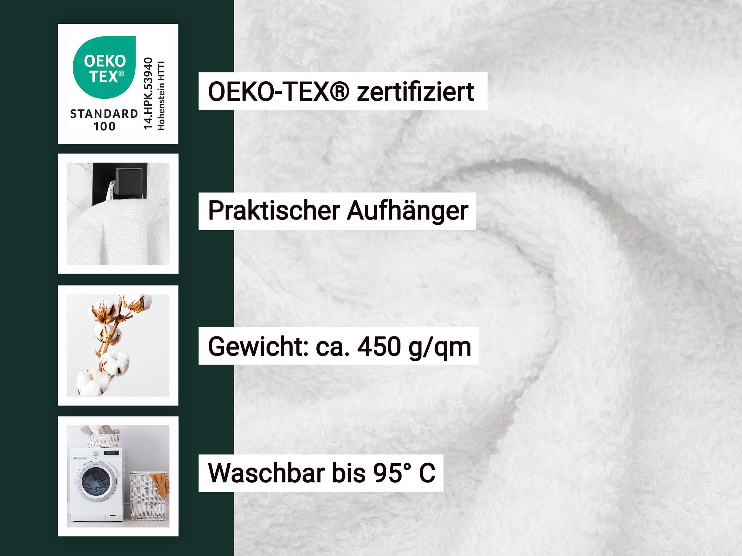 HANDTÜCHER SET, 6er-Set, 50 x 100 + 70 x 140 cm, 100% Baumwolle, Weiß - Weiß, Textil (50/100cm) - Zollner