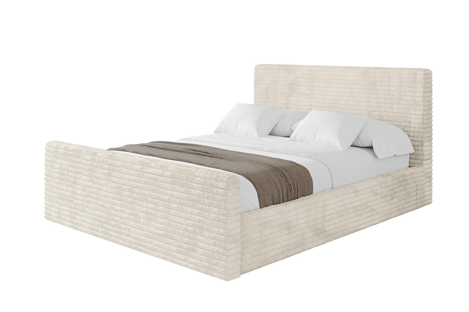 POLSTERBETT mit Bettkasten, Fußteil und Lattenrost, Boxbett mit Matratze H3/H4 - ALOVA-Z 180x200 Beige - Beige, Holzwerkstoff/Textil (180/200cm) - ALTDECOR