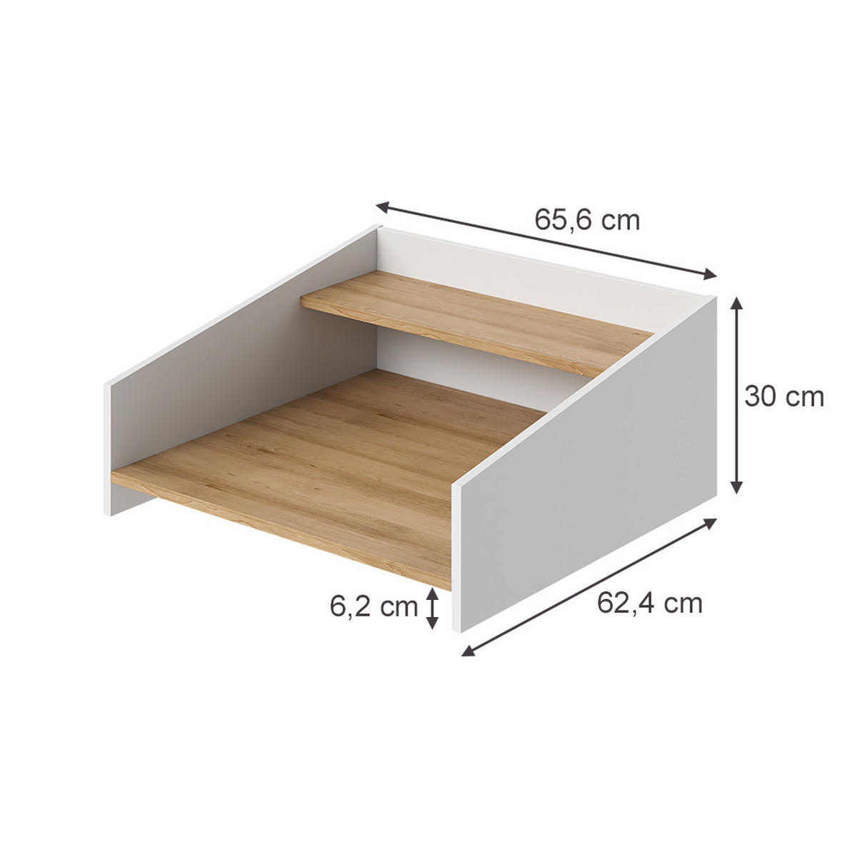 AUFSATZREGAL Viktor, Artisan-Eiche/Weiß, 65.6 x 30 cm - Eiche Artisan/Weiß, Holzwerkstoff (65.6/30/62.4cm) - Vicco