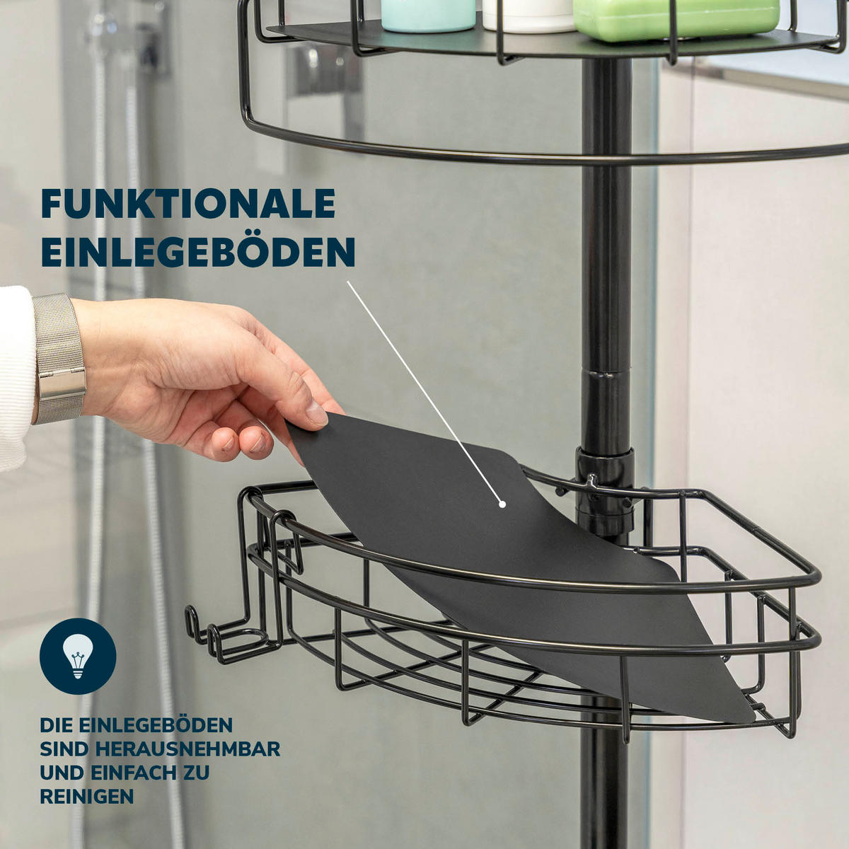 TELESKOP-ECKREGAL, schwarz - Schwarz, Metall (22.5/290/22.5cm) - bremermann