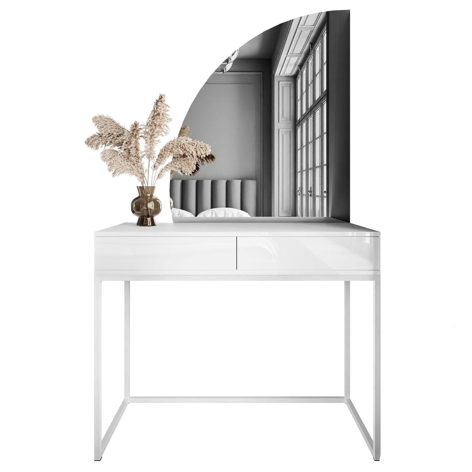 Lookway Schminktisch Weiß, Weiß Hochglanz 100x176x42 cm