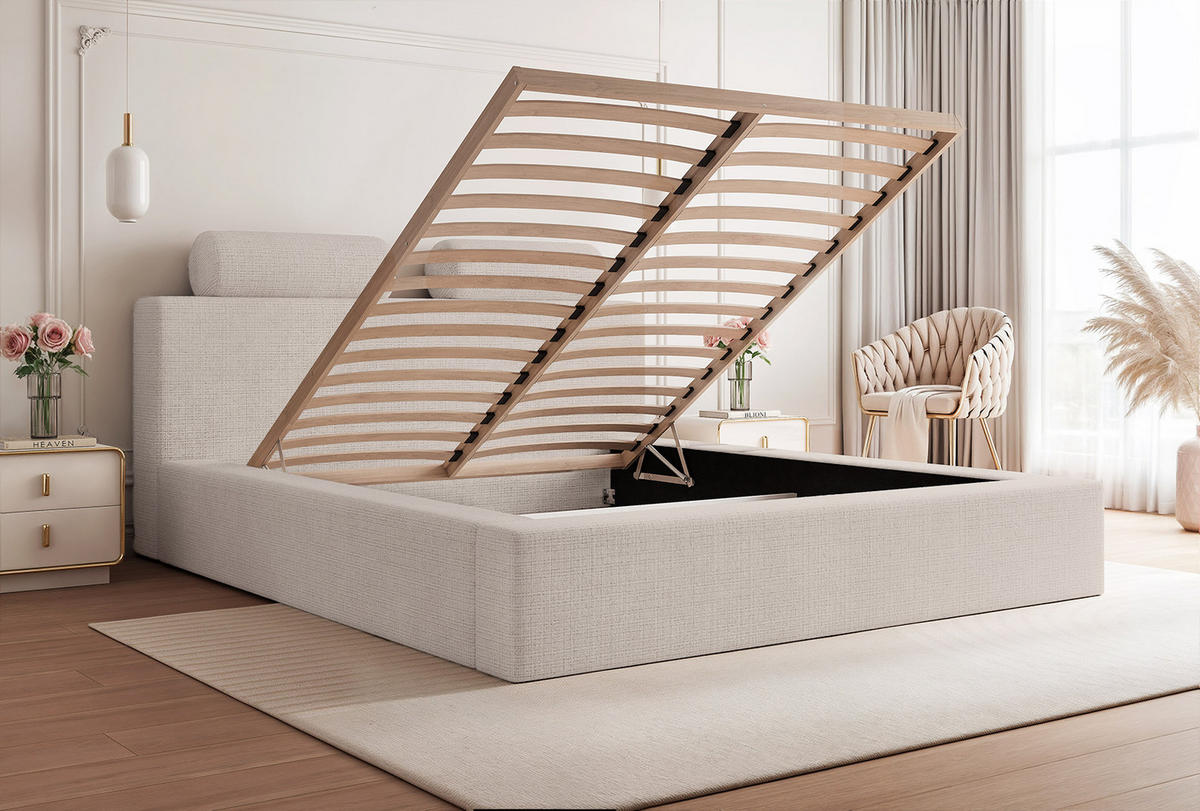 POLSTERBETT PELLIZZANO 120x200 cm, Beige - Beige, Textil (200/120cm) - Fedve