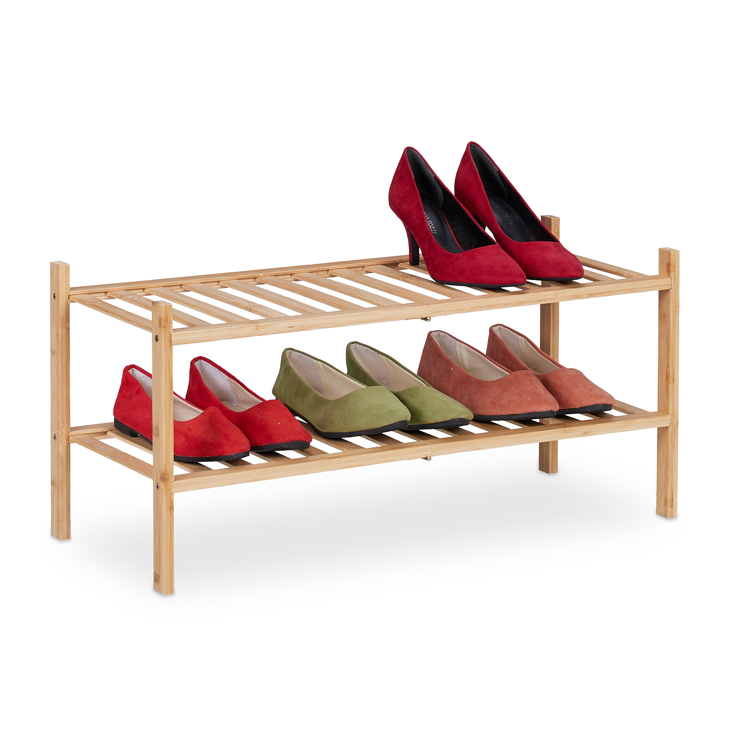 SCHUHREGAL - Hellbraun, Holz (68.5/32/28cm) - Relaxdays