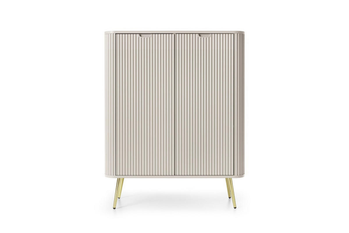 KOMMODE ZOVA - K-103, mit 6-Regalen, Metallfüße 103x39x129 cm CASHMERE - Goldfarben/Schwarz, Holzwerkstoff/Kunststoff (103/129/39cm) - DomoHome
