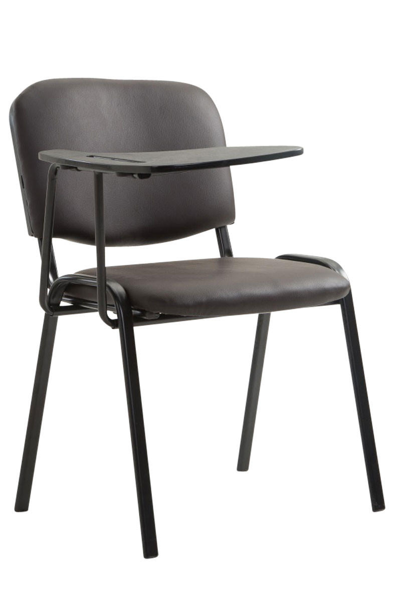 BESUCHERSTUHL Keen mit Klapptisch, Kunstleder mit Gestell Schwarz / Bezug Braun - Schwarz/Braun, Textil/Metall (53/81/53cm) - TPFLiving