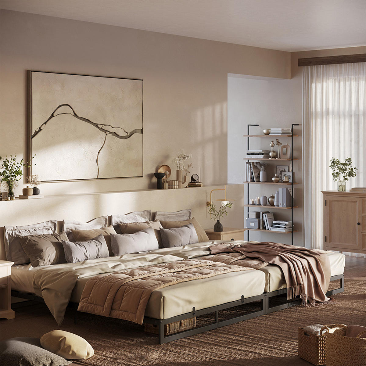 FAMILIENBETT Lenora, Schwarz, 280x200 - Schwarz, Metall - VitaliSpa