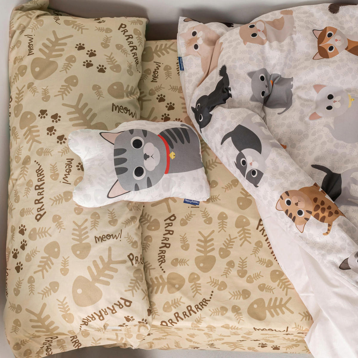 SPANNBETTTUCH cats 90x200x32 cm mehrfarbig - Multicolor, Textil (90/200cm) - Happy Friday
