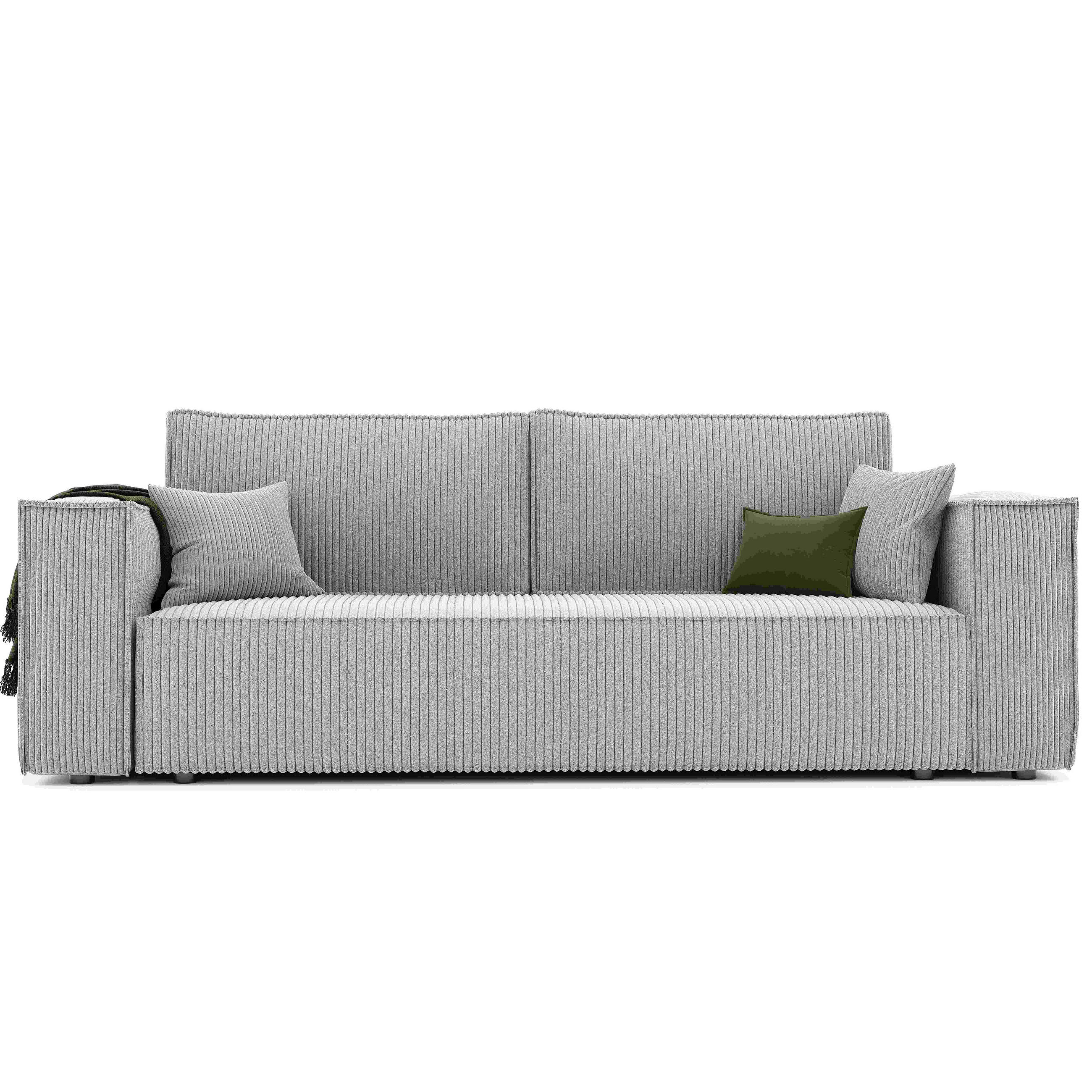 SOFA mit Schlaffunktion und Bettkasten, Hellgrau - Hellgrau/Grau, Holzwerkstoff/Textil (240/84/105cm) - Idohome