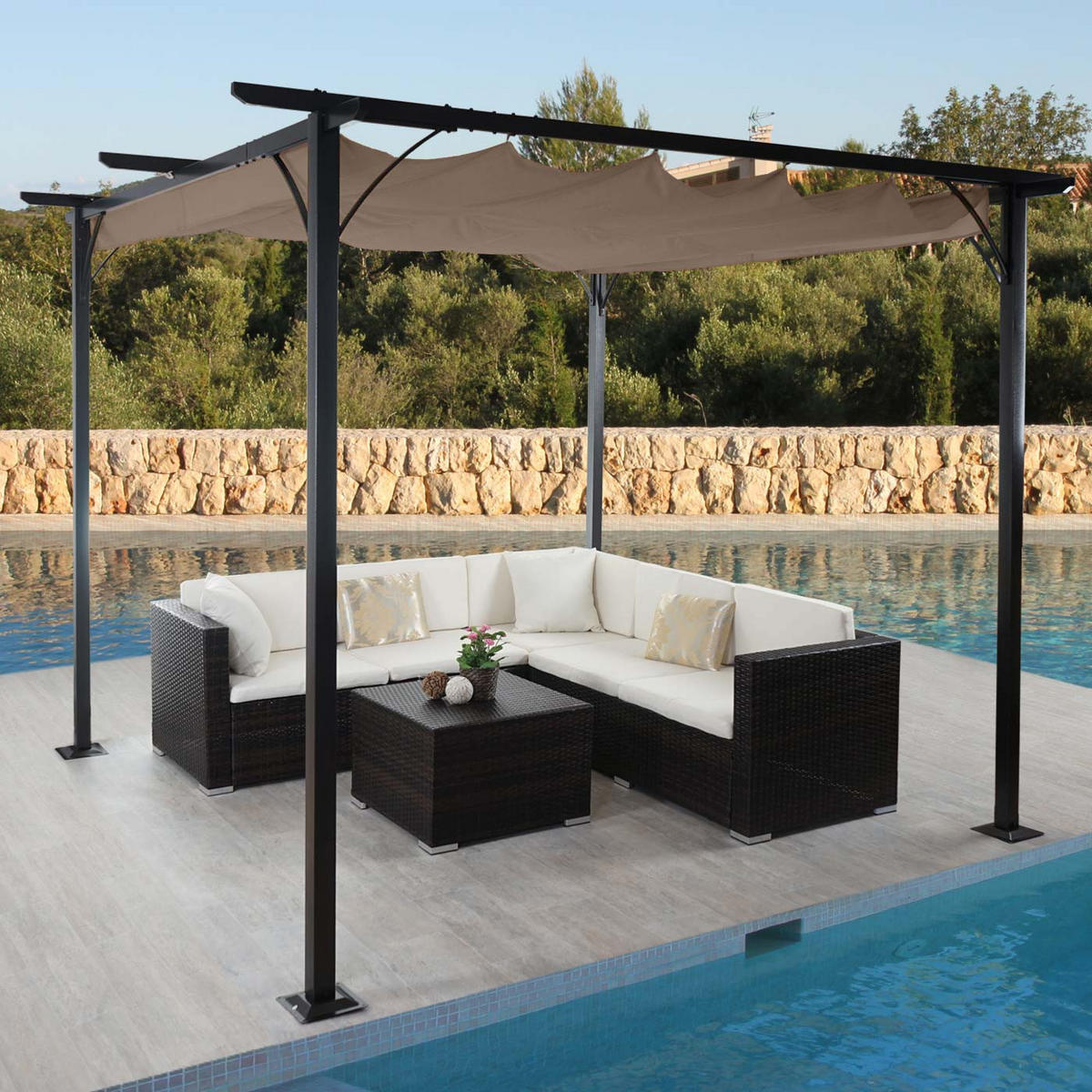 PERGOLA Taupe, Braun - Taupe/Braun, Metall (350/232/350cm) - MCW