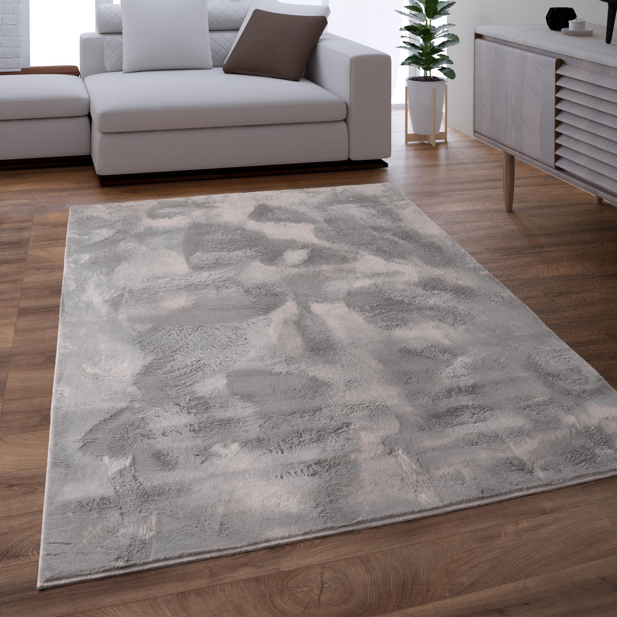 HOCHFLORTEPPICH 60/90 cm Soft 380 - Anthrazit, Textil (60/90cm) - Paco Home
