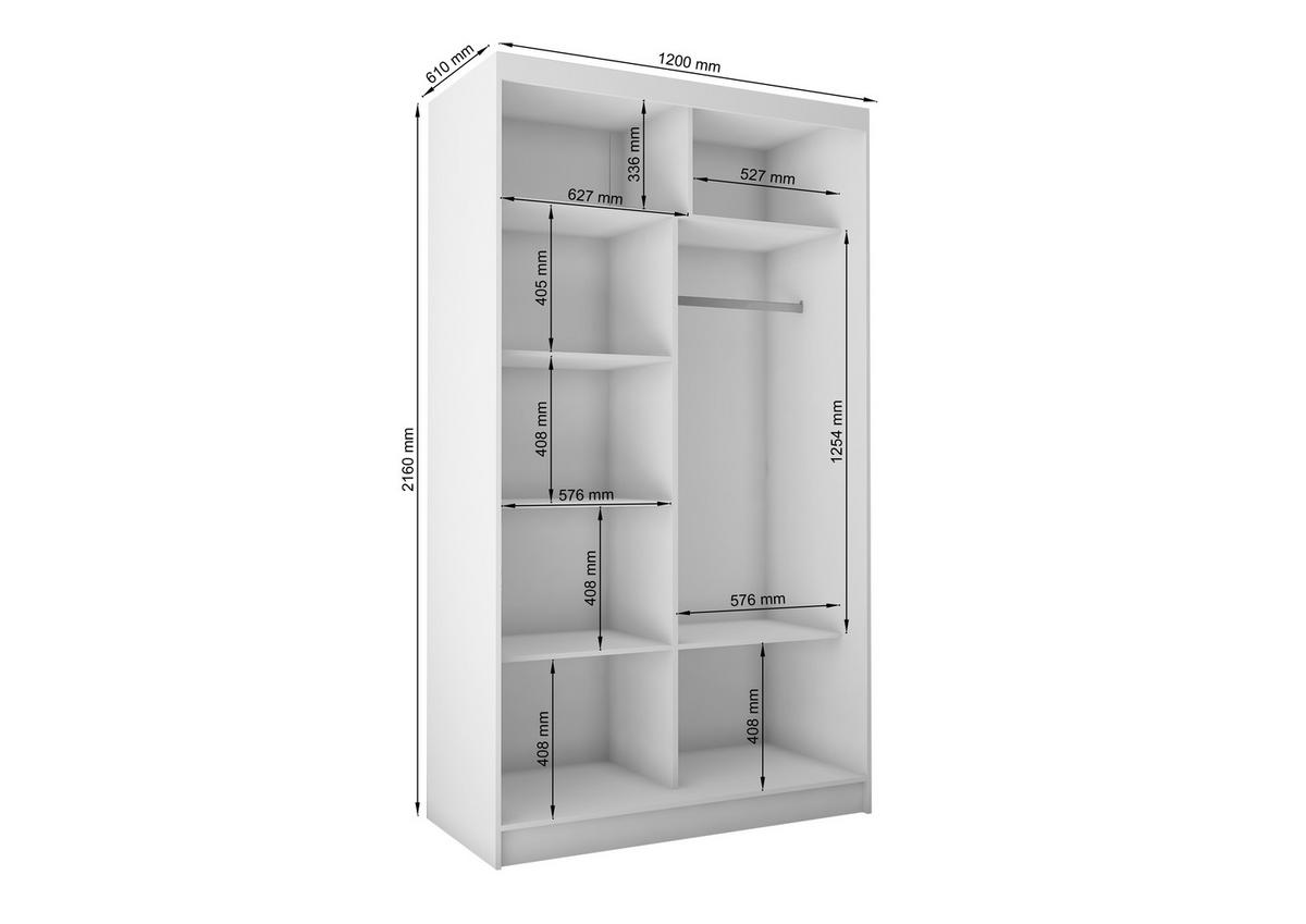 SCHWEBETÜRENSCHRANK Neli 150 cm mit Lamellen und Spiegel 2-türig, kaschmir, kaschmir, Lamelle weiß - Kaschmir/Weiß, Kunststoff (150/216/61cm) - Margaret Hadas24