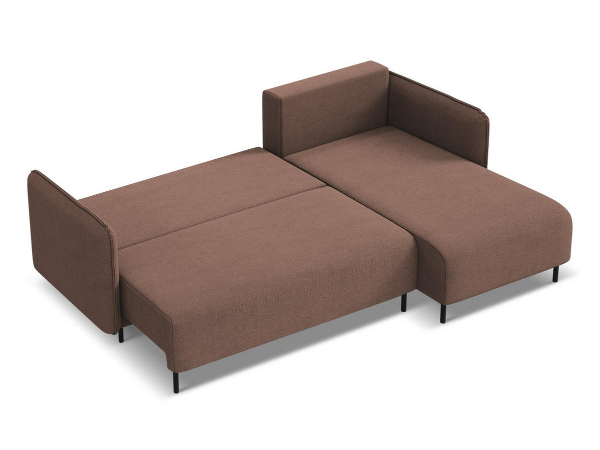 ECKSOFA mit Schlaffunktion Strukturstoff Stoff Pink - Pink/Hellrosa, Holz/Textil (236/162cm) - Makamii