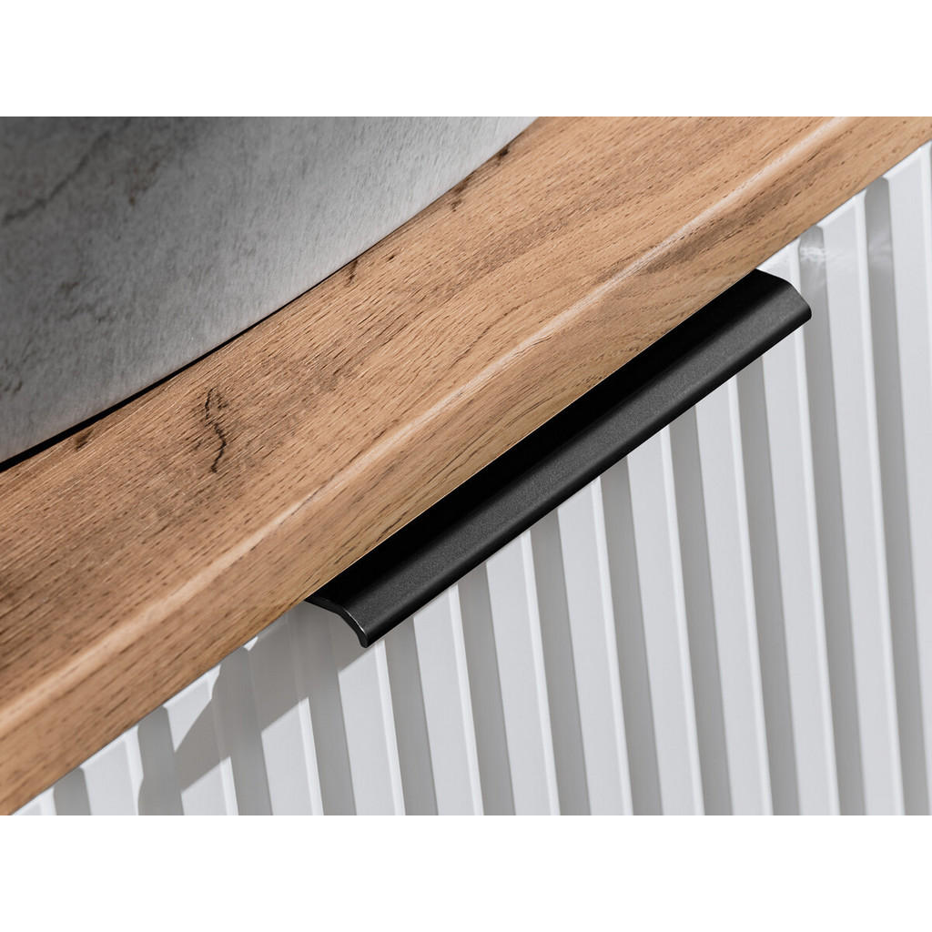 Thumbnail - Badmöbel-Set, Weiß, Eiche Wotan, Metall, 2 Schubladen, 80x140x46 cm, Badezimmer, Badmöbelsets & Badmöbelserien, Badmöbel...