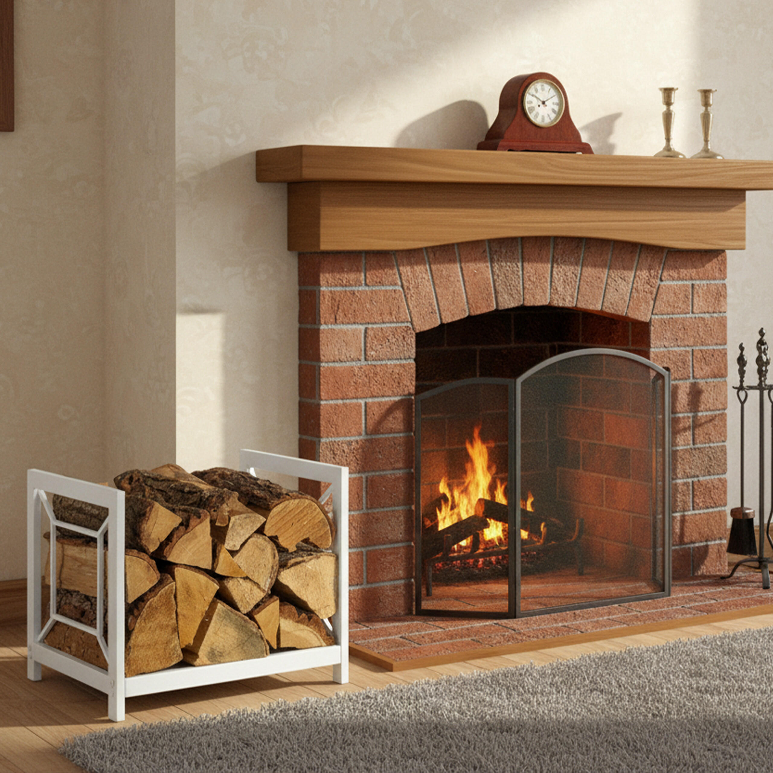 KAMINHOLZREGAL - Weiß, Metall (43/36/35.5cm) - Relaxdays