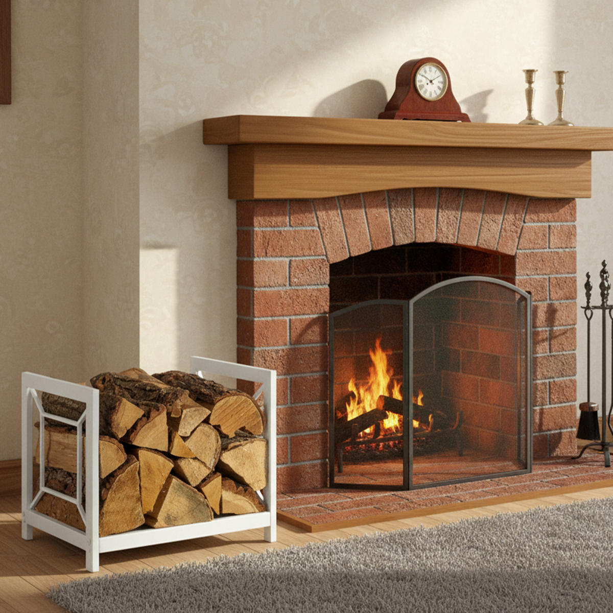 KAMINHOLZREGAL - Weiß, Metall (43/36/35.5cm) - Relaxdays