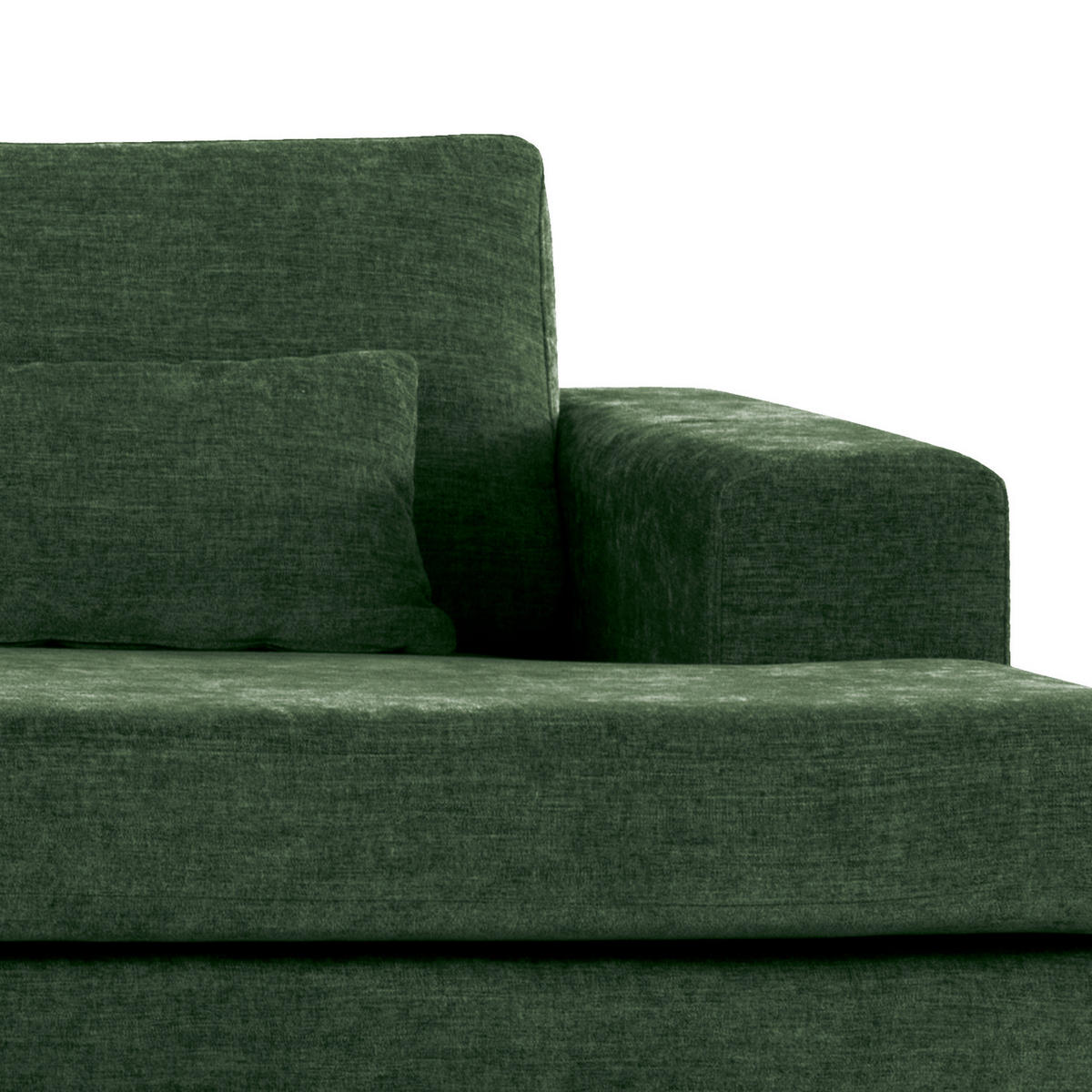 WOHNLANDSCHAFT mit Longchair - Dunkelgrün/Eichefarben, Eichenholz/Textil (371/81/219cm) - home24