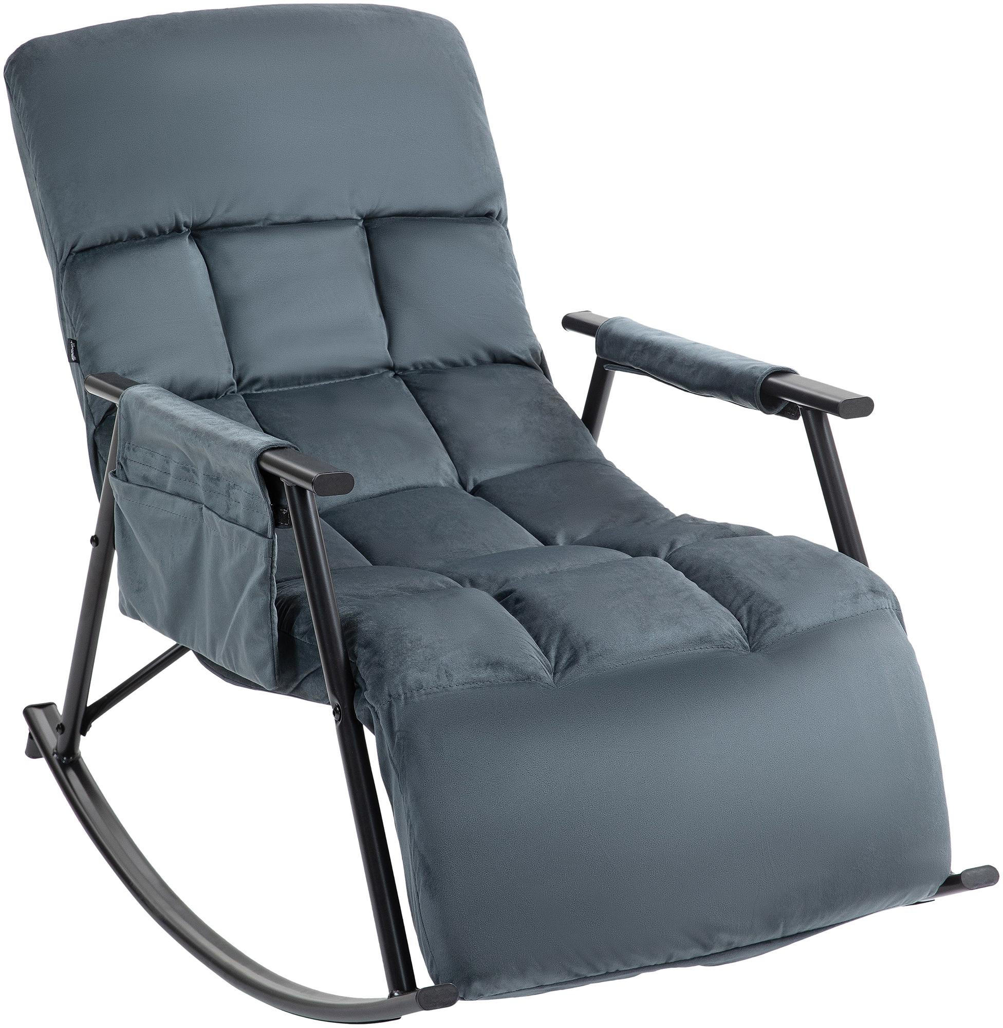 SCHAUKELSTUHL Samt dunkelgrau - Dunkelgrau, Textil/Metall (61/66/100cm) - CLP