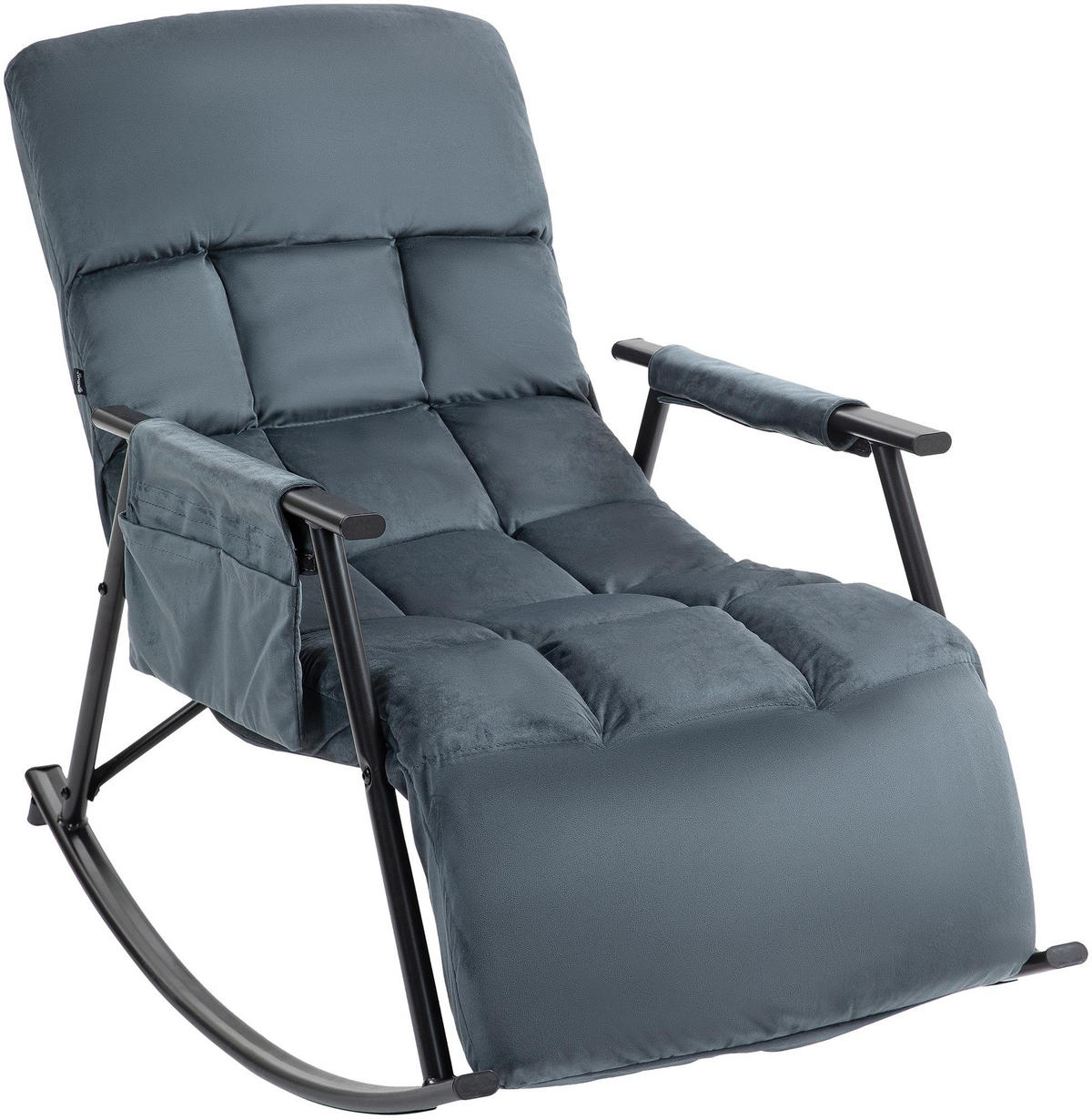 SCHAUKELSTUHL Samt dunkelgrau - Dunkelgrau, Textil/Metall (61/66/100cm) - CLP