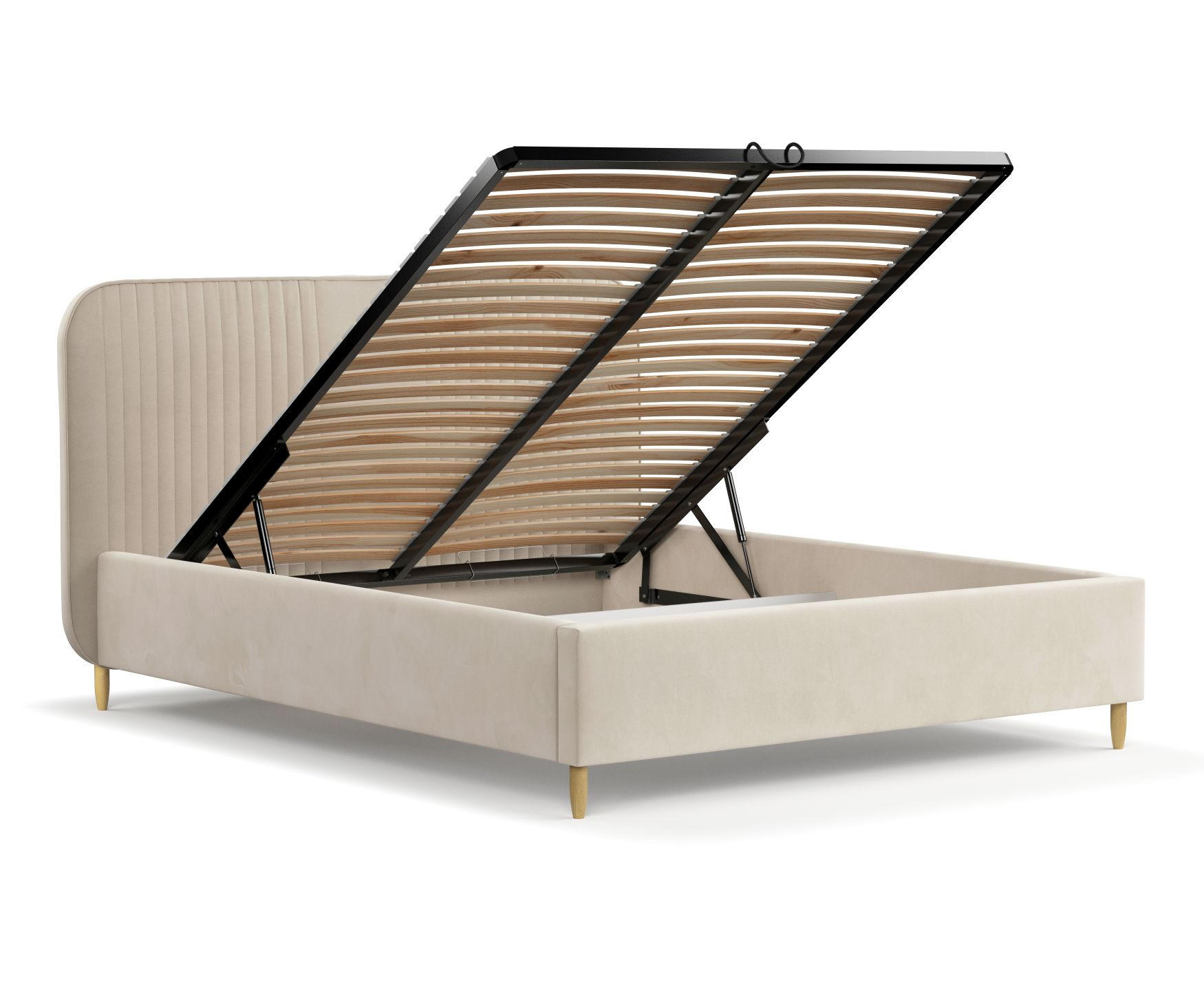 POLSTERBETT Livy Hellbeige 120/200 cm im Samtstoff - Beige/Naturfarben, Holz/Holzwerkstoff (120/200cm) - Maison de Reve