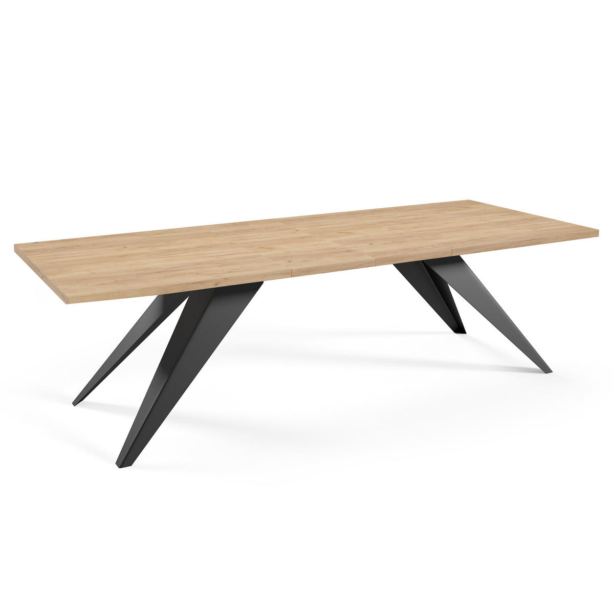 ESSTISCH Vivo, Rechteckiger Tisch mit Ausziehfunktion, 160-260x90 cm, Schwarz+eiche Craft - Eichefarben/Schwarz, Metall (160/90/76cm) - Beautysofa