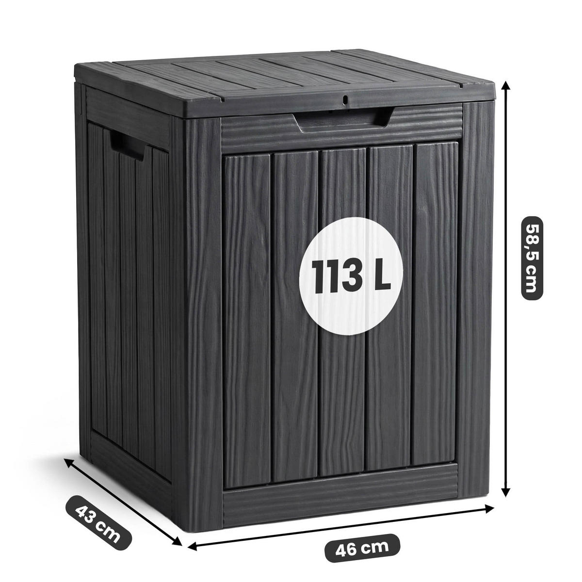 GARTENBOX 113L Schwarz - Schwarz, Kunststoff (46/58.5/43cm) - Akord