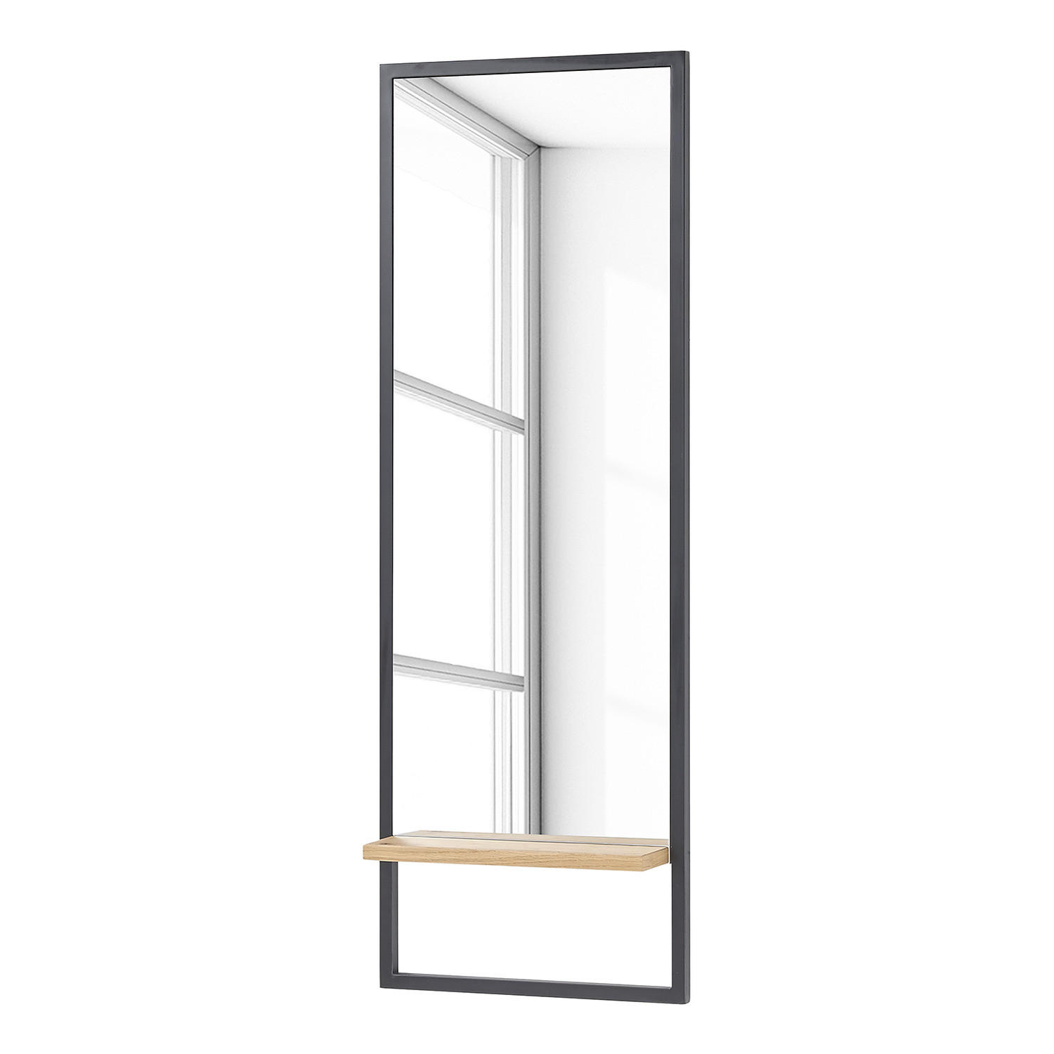 SPIEGEL - Metall / Echtholzfurnier - Schwarz / Risseiche - 44 cm - Eichefarben/Schwarz, Holzwerkstoff/Metall (44/128/12cm) - home24