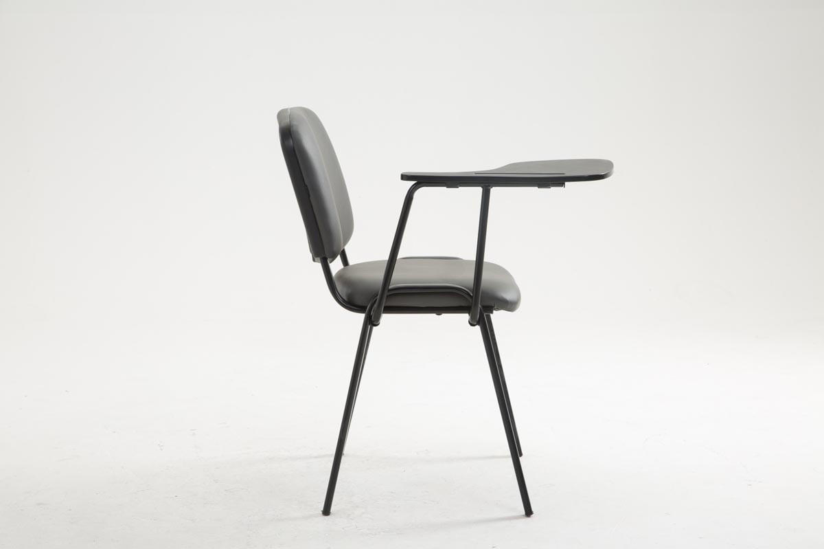 BESUCHERSTUHL Lederlook grau - Schwarz/Grau, Textil/Metall (53/81/71cm) - CLP