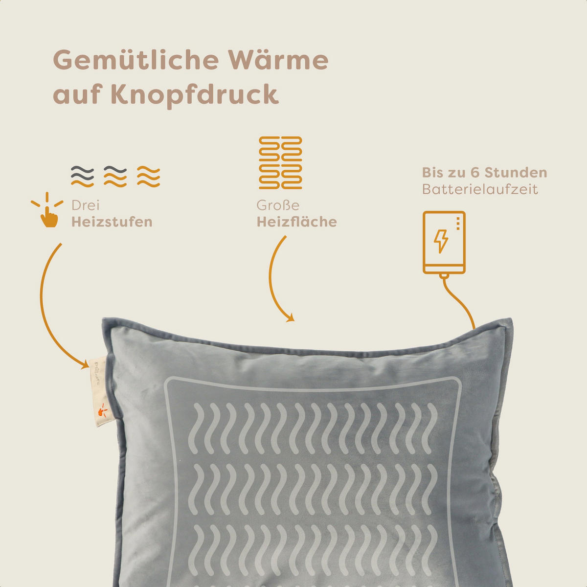 HEIZKISSEN Plush 45x60cm Black Coral - Grau, Textil (45/60cm) - Pleafs