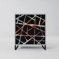 SIDEBOARD POLYGON VERVE, Grau, 57,5x42x67,5 cm, Schwarze Metall-Rahmenfüße - Multicolor/Schwarz, Holzwerkstoff/Metall (57.5/67.5/42cm) - SpaceRebels