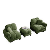 SOFA 190/149/90 cm in Grün aus Chenille mit Steppnaht und Ottomane - Grün, Textil (149/90/190cm) - Flora Grace