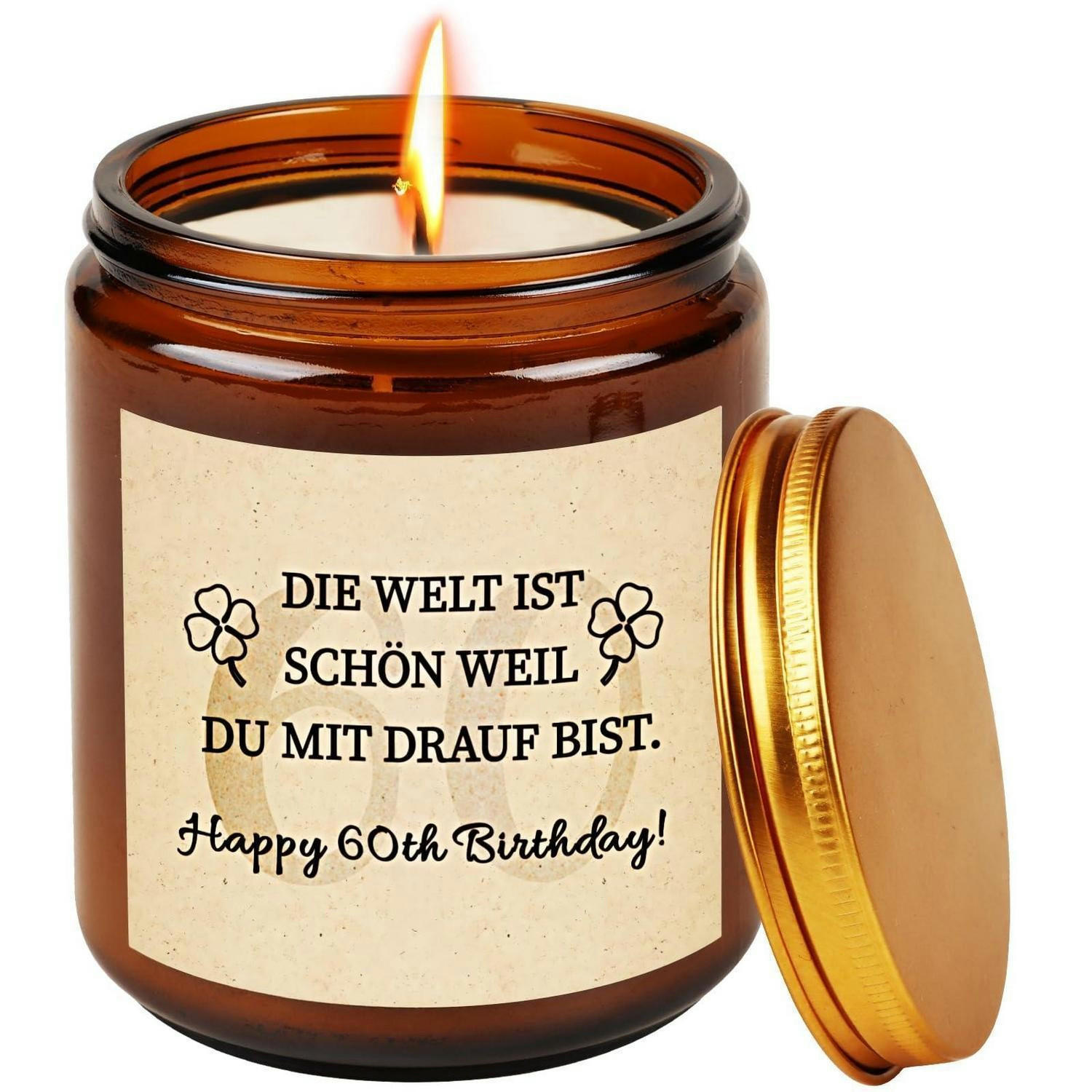 DUFTKERZE im Glas Lavendel 60. Geburtstag - Braun, Paraffin (6cm)