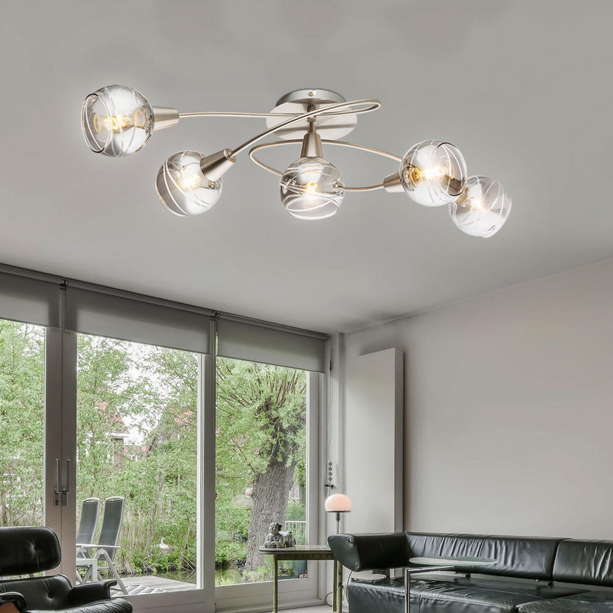 LED DECKENLEUCHTE Metall Silber ROMAN - Silberfarben, Glas (62.5/37/21cm) - Globo Lighting