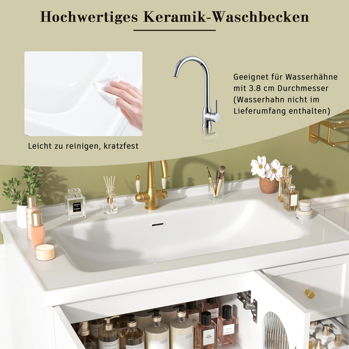 WASCHPLATZ Weiß 80/50/58 cm - Weiß, Holz (80/58/50cm) - PANGIVO