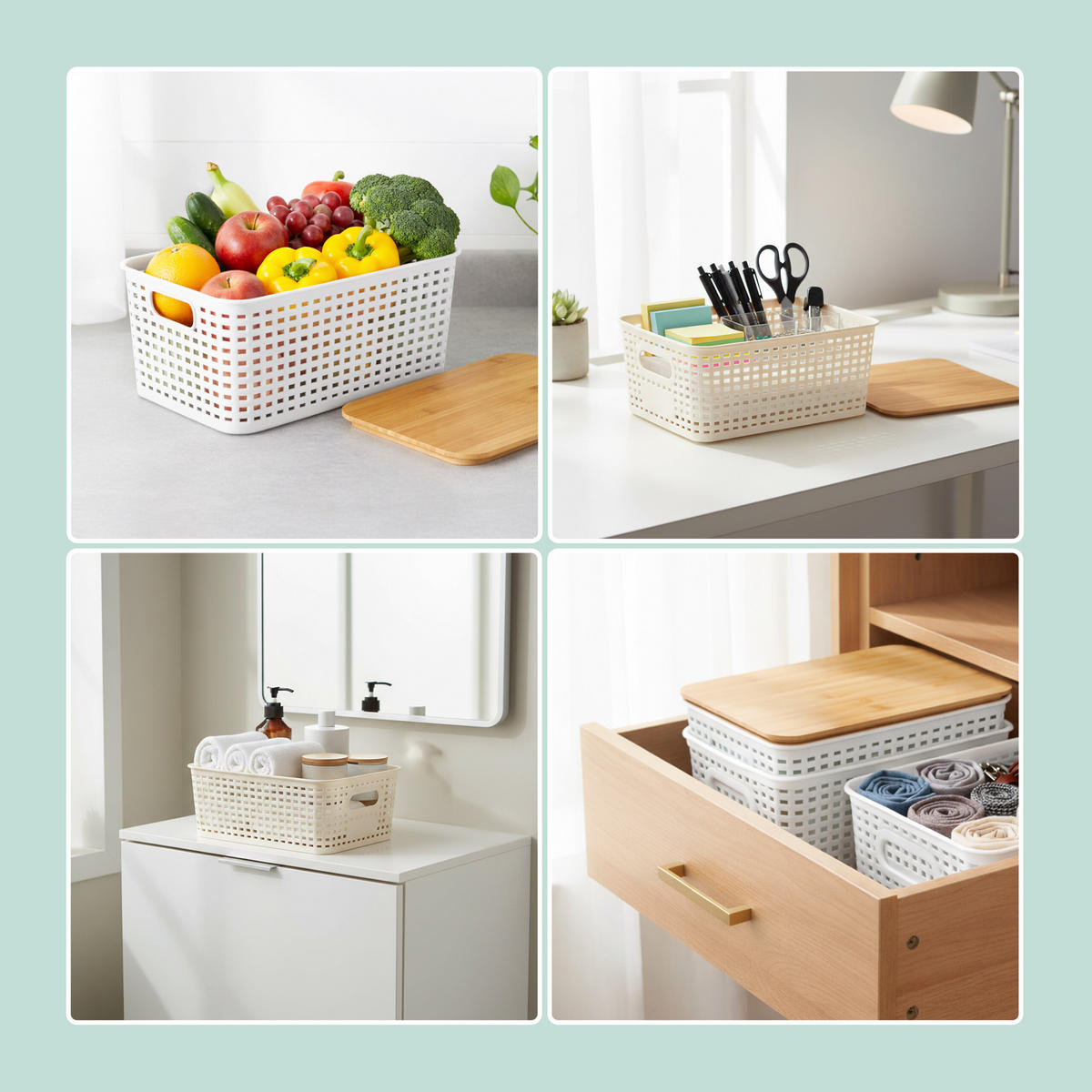 AUFBEWAHRUNGSBOX - Weiß, Holz/Kunststoff (25.5/10.5/18cm) - Relaxdays