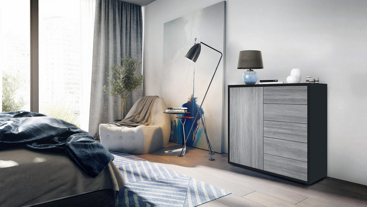 KOMMODE Ben Front in Avola-Anthrazit - Anthrazit, Holzwerkstoff (79/74/36cm) - Vladon
