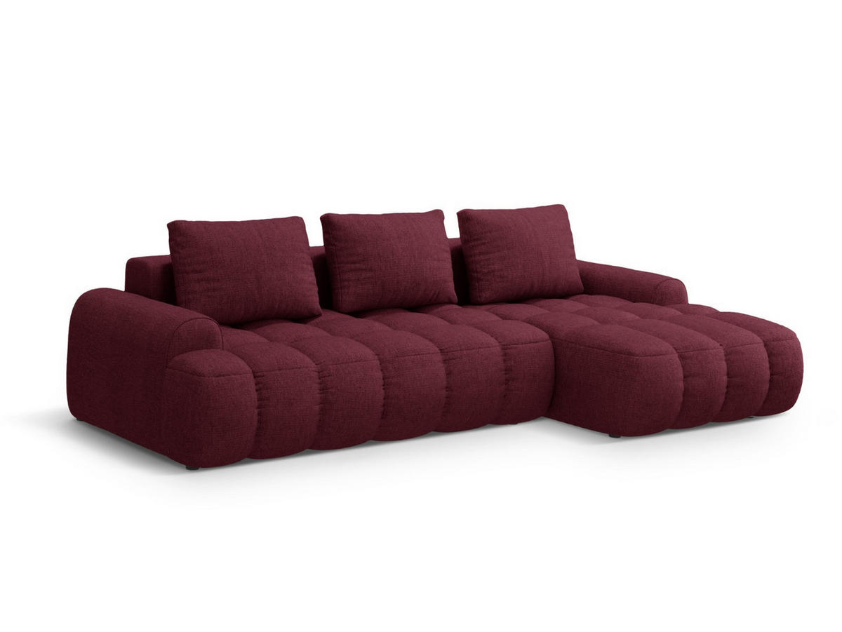 AUSKLAPPBARES-ECKSOFA rechts mit Container Linz aus strukturiertem Stoff burgundfarben 3 Sitzplätze - Bordeaux, Textil (142/275cm) - Cosmopolitan Design