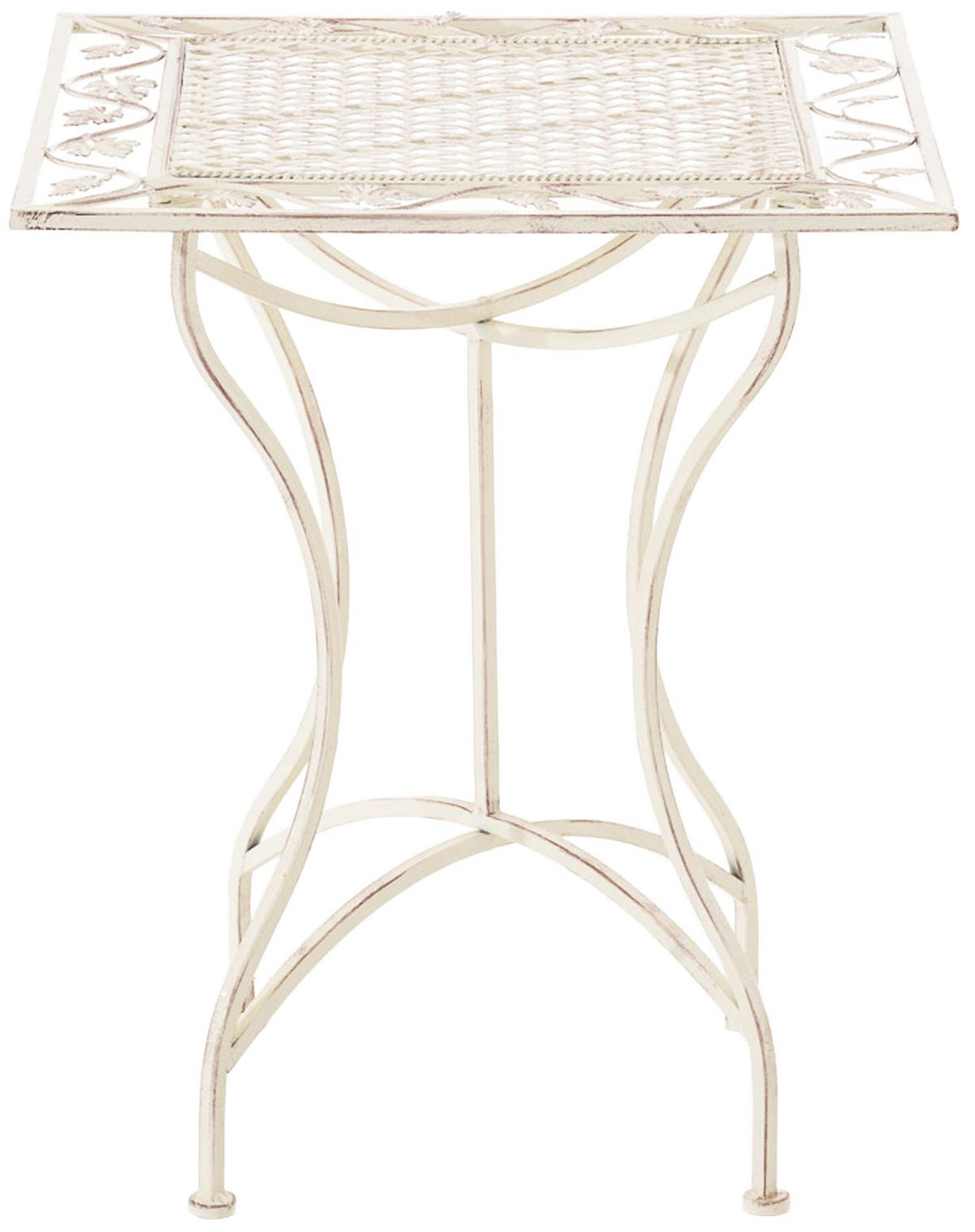 GARTENTISCH eckig 60/60/72 cm Metall Antik-Creme - Creme, Metall (60/60/72cm) - CLP