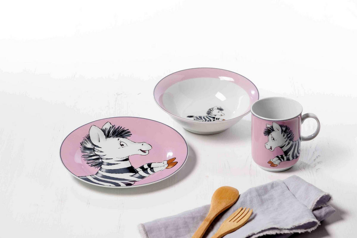 GESCHIRR-SET MIT KINDERBECHER Happy Zoo Zebra bunt 7er Set - Multicolor, Kunststoff (1/1/1cm) - Ritzenhoff Breker