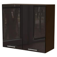 KÜCHENHÄNGESCHRANK Essen W3/80 Schwarz Hochglanz / Lava Matt 80 / 32,5 / 72cm - Schwarz Hochglanz/Dunkelgrau, Holz/Holzwerkstoff (80/72/32.5cm) - Feldmann-Wohnen