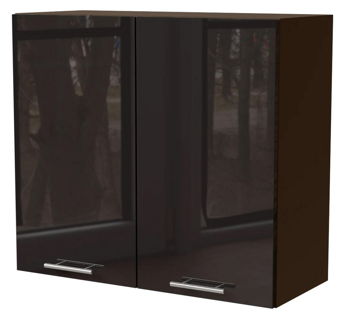 KÜCHENHÄNGESCHRANK Essen W3/80 Schwarz Hochglanz / Lava Matt 80 / 32,5 / 72cm - Schwarz Hochglanz/Dunkelgrau, Holz/Holzwerkstoff (80/72/32.5cm) - Feldmann-Wohnen