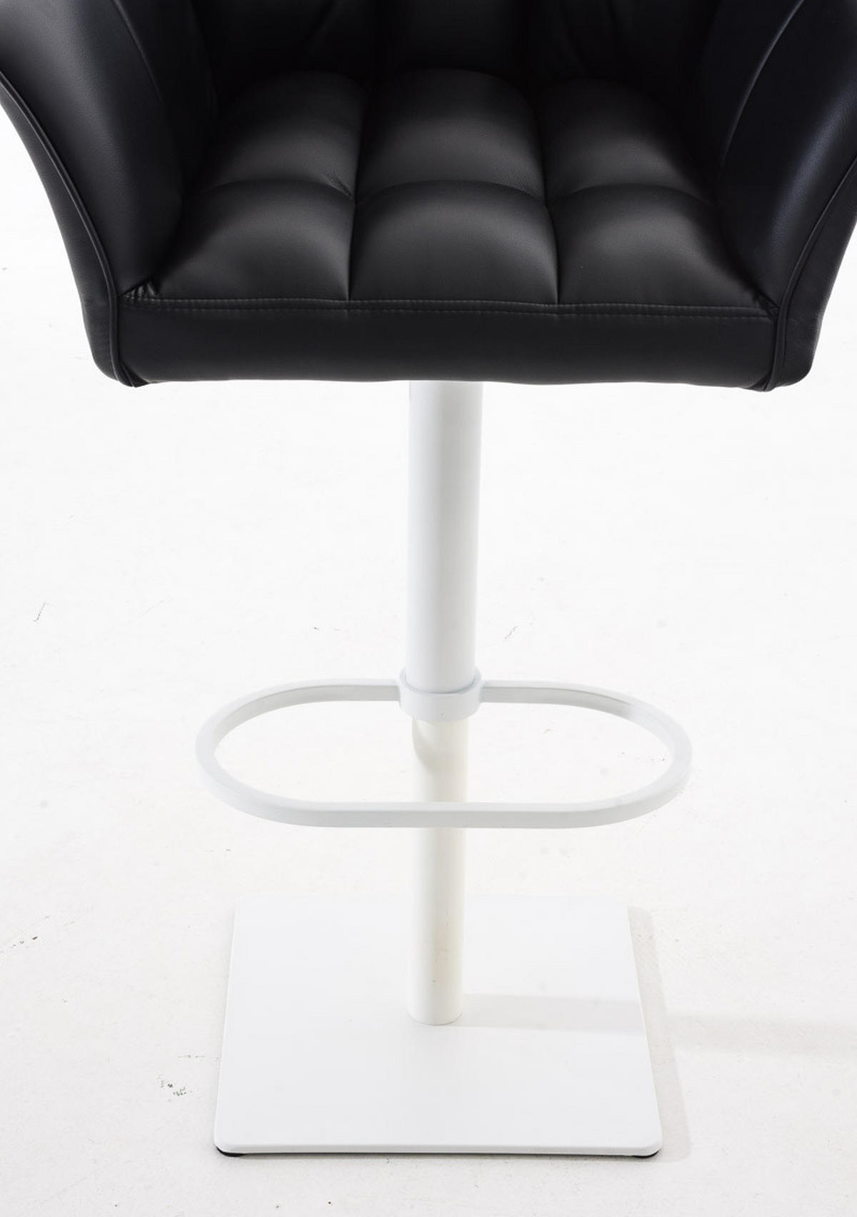 BARHOCKER 2er Set Sihar Kunstleder Schwarz Weiß - Schwarz, Leder/Metall (64/88/45cm) - DELUKE